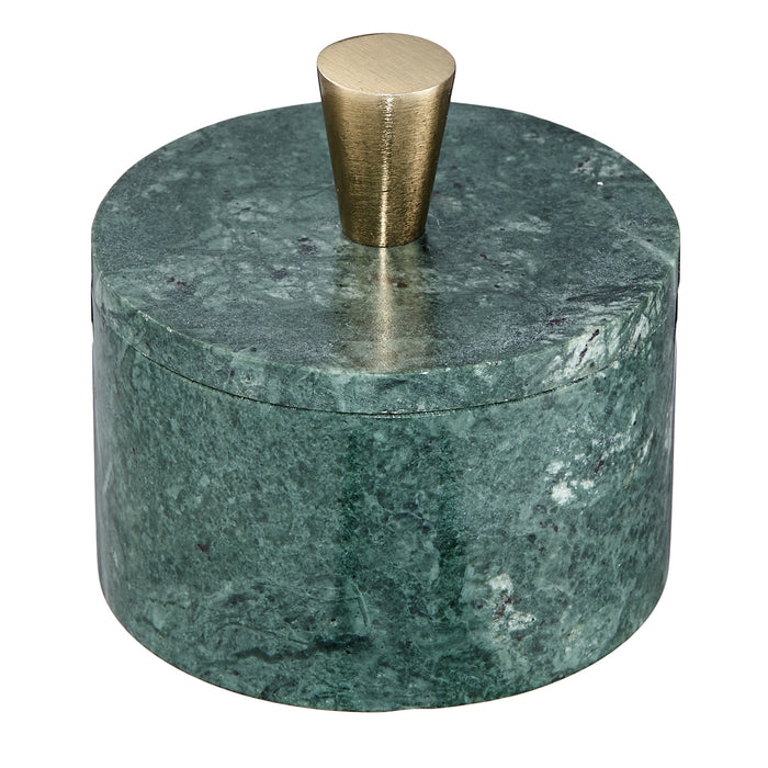 Green Marble Spice Storage Jar with Brass Knob