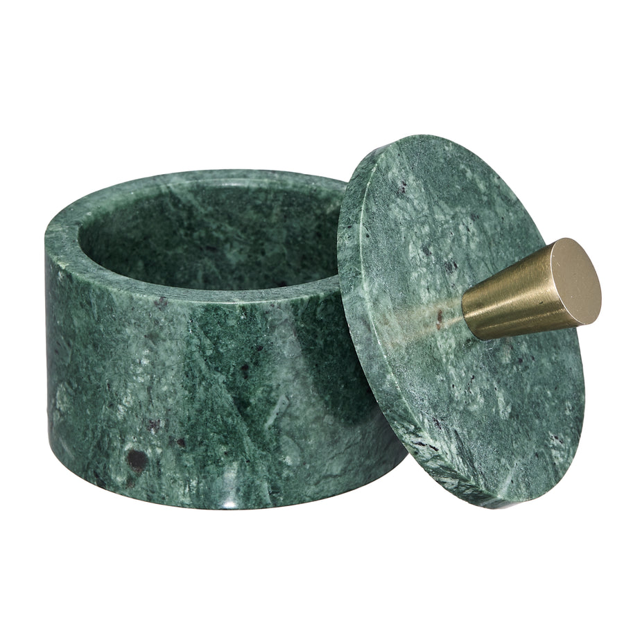 Green Marble Spice Storage Jar with Brass Knob
