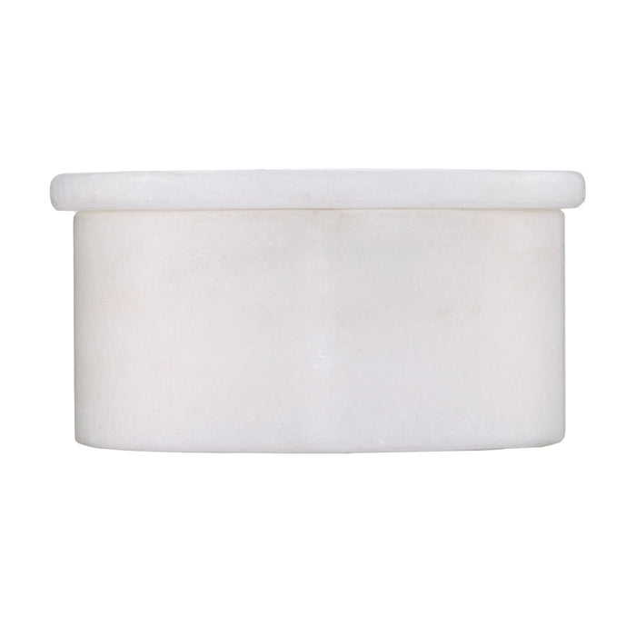 White Makrana Marble Salt Cellar with Lid, 3 Inch Box for Salt and Spices