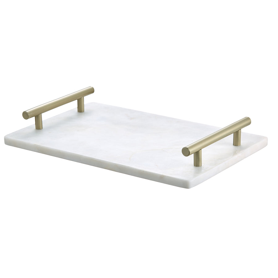 White Marble Tray with Gold Handles: Luxury Vanity & Serving Décor