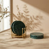 Premium Green Marble Coasters with Elegant Metal Holder, Set of 4 with Table Protection, Sophisticated Home Decor, Handcrafted Natural Stone